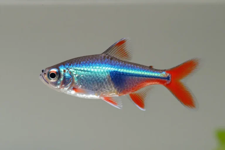 Guía completa del Tetra Neón: cuidados y mantenimiento de este pez tropical 4 pez neon tetra paracheirodon innesi en fondo neutro con iluminacion suave que resalta sus escamas metálicas y su forma alargada